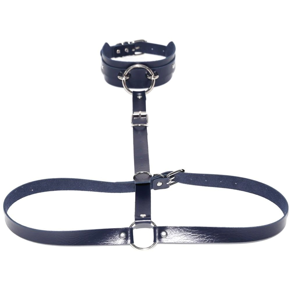 Sexy PU Leather Body Harness / Choker Collar With Metal Ring / Cosplay Erotic Accessories - EVE's SECRETS
