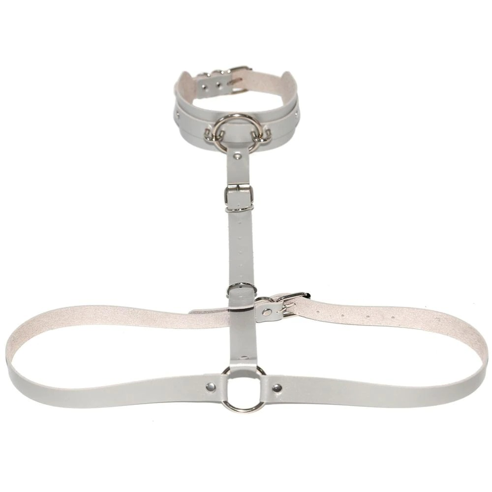 Sexy PU Leather Body Harness / Choker Collar With Metal Ring / Cosplay Erotic Accessories - EVE's SECRETS