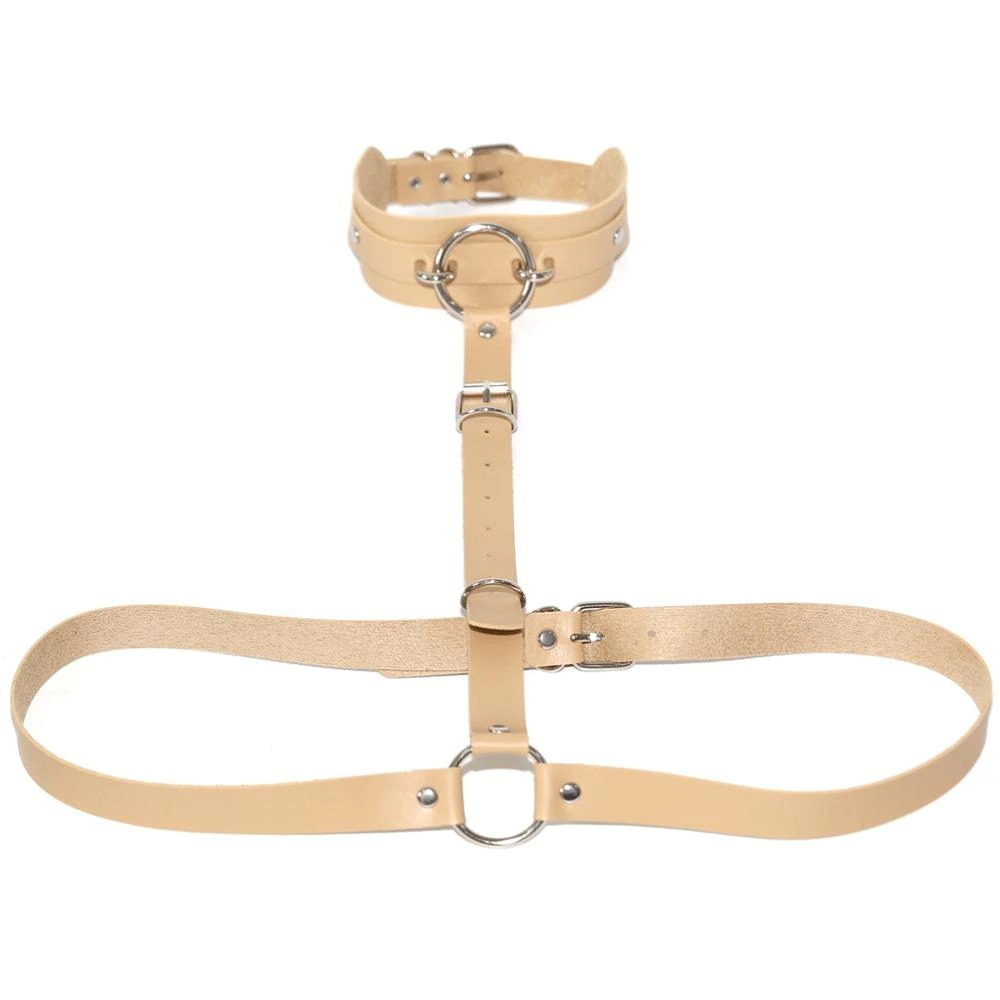 Sexy PU Leather Body Harness / Choker Collar With Metal Ring / Cosplay Erotic Accessories - EVE's SECRETS