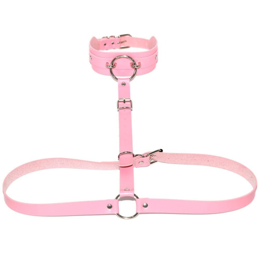 Sexy PU Leather Body Harness / Choker Collar With Metal Ring / Cosplay Erotic Accessories - EVE's SECRETS