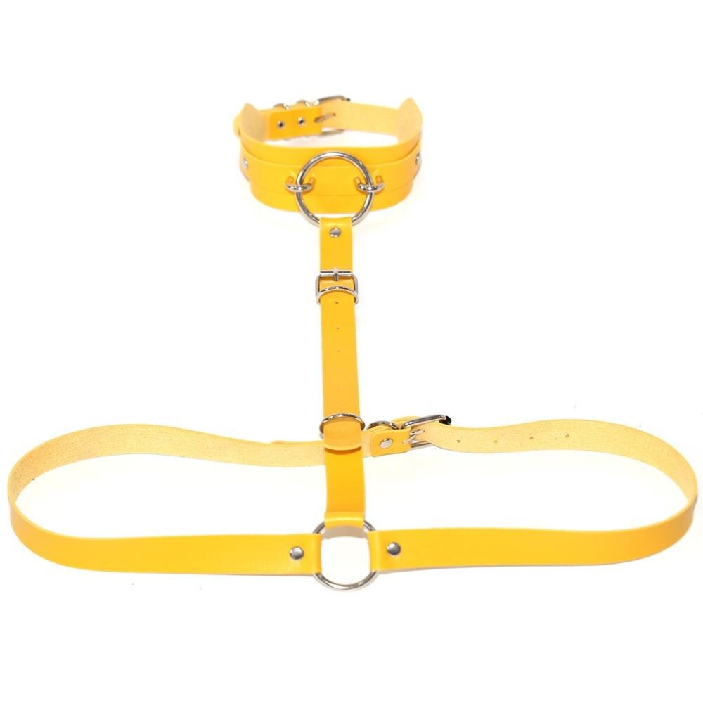 Sexy PU Leather Body Harness / Choker Collar With Metal Ring / Cosplay Erotic Accessories - EVE's SECRETS