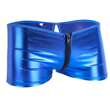 Sexy niedrige Herren-Boxershorts aus PU-Leder / offene Rückseite mit Reißverschluss und Loch für Herren