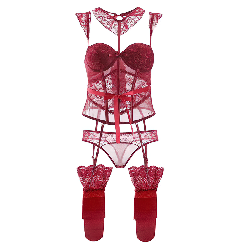 Sexy Push-Up Women's Underwear / Steampunk Fashion Clothes / Fetish Set of Bra top + Stockings - EVE's SECRETS