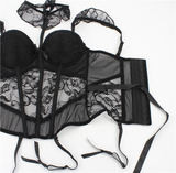 Sexy Push-Up Women's Underwear / Steampunk Fashion Clothes / Fetish Set of Bra top + Stockings - EVE's SECRETS