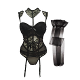 Sexy Push-Up Women's Underwear / Steampunk Fashion Clothes / Fetish Set of Bra top + Stockings - EVE's SECRETS