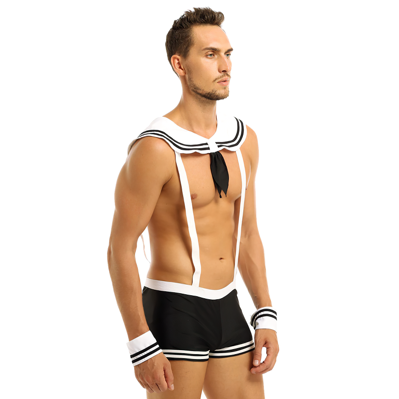 Sexy Sailor Cosplay Costume For Men / Boxer Briefs Night Underwear With Collar and Cuffs - EVE's SECRETS
