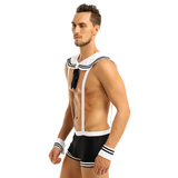 Sexy Sailor Cosplay Costume For Men / Boxer Briefs Night Underwear With Collar and Cuffs - EVE's SECRETS
