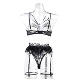 Sexy Sensual Lace Lingerie With Feathers For Women / Exotic Underwear Set With Garters - EVE's SECRETS