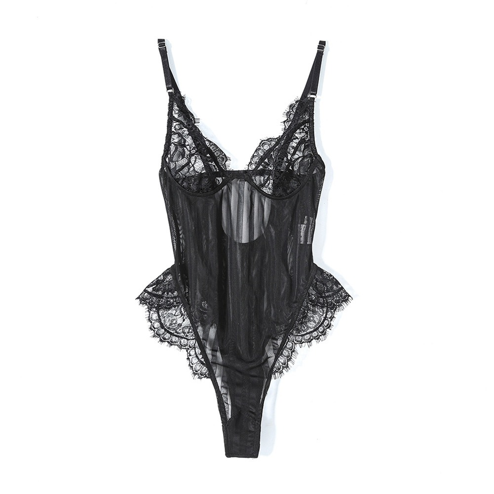 Sexy Sheer Bodysuit with Lace Elements / Women's Erotic Outfits - EVE's SECRETS