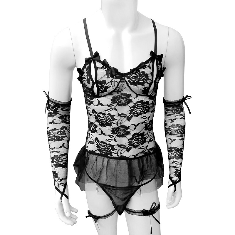 Sexy Sissy Lingerie Set for Men / Men's Tempting Lace Underwear with Bows / Male Erotic Outfits - EVE's SECRETS