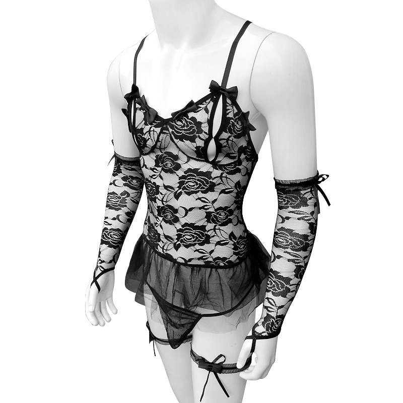 Sexy Sissy Lingerie Set for Men / Men's Tempting Lace Underwear with Bows / Male Erotic Outfits - EVE's SECRETS