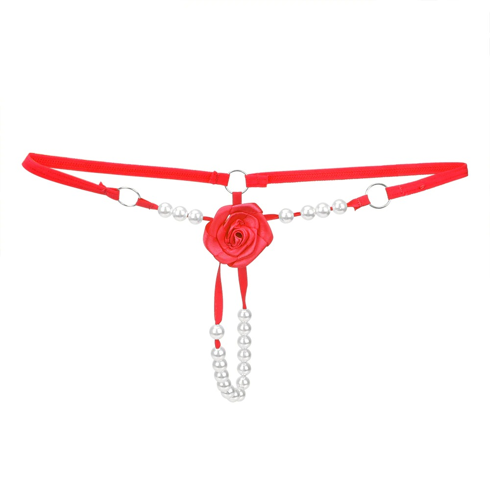 Sexy Women's Open Crotch Underwear / Attractive Open Beading Flower G-String Thong - EVE's SECRETS