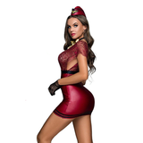 Sexy Stewardess Uniform Cosplay / Lace Wine Red Women's Dress / Erotic Costume for Role Play - EVE's SECRETS