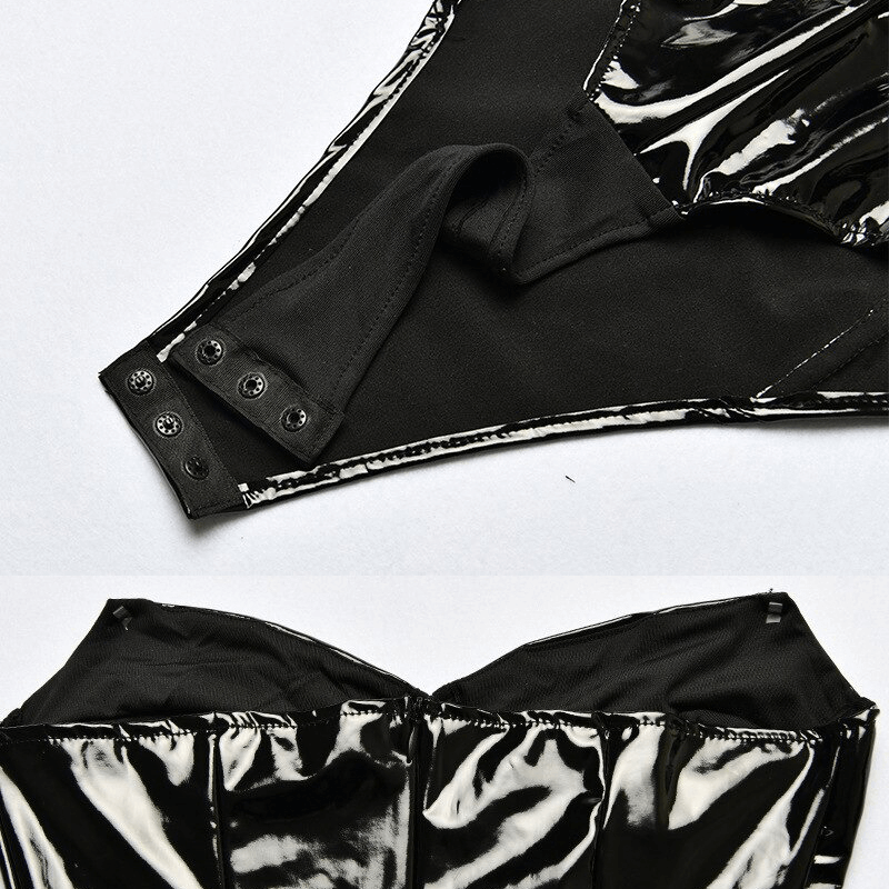 Sexy Strapless Bodysuit for Ladies / Wet Look Sleeveless Jumpsuit / Women's Erotic Outfits - EVE's SECRETS