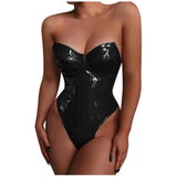 Sexy Strapless Bodysuit for Ladies / Wet Look Sleeveless Jumpsuit / Erotic Women's Lingerie - EVE's SECRETS