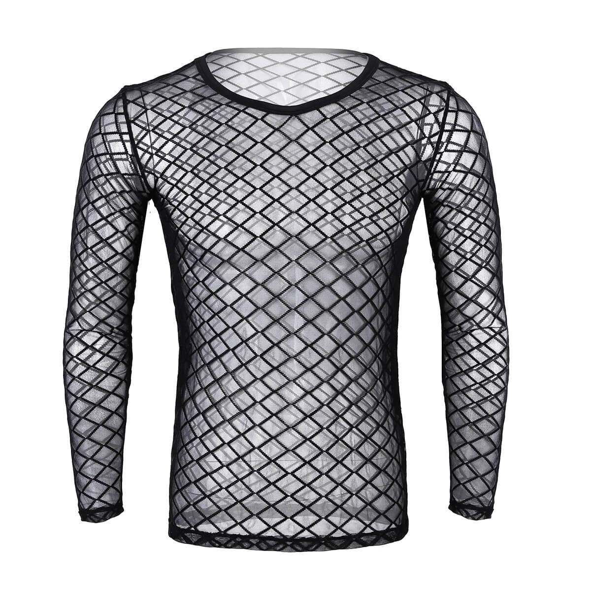 Sexy Transparent Men's Clothing / Thiting-Fitting T-Shirt With Long Sleeve / Male Erotic Outfits - EVE's SECRETS
