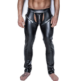 Pantalon Sexy Avec Entrejambe Ouverte Pour Hommes / Leggings Noirs En Latex Wetlook / Élégant Fetish Clubwear