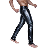 Sexy Trousers With Open Crotch For Men / Latex Wetlook Black Leggings / Stylish Fetish Clubwear - EVE's SECRETS
