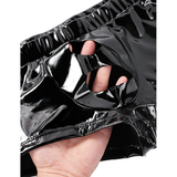 Sexy Wetlook Black PU Leather Male Panties / Open Crotch Penis Hole Erotic Gay Boxer Shorts - EVE's SECRETS