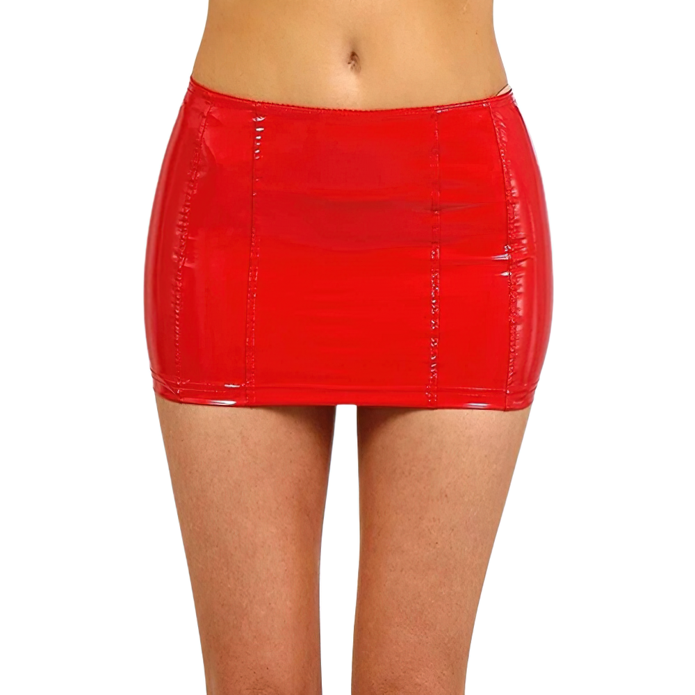 Sexy Wetlook Faux Leather Skirt for Women / Ladies Black Skinny Mini Skirt with Zipper - EVE's SECRETS