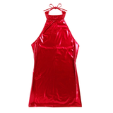 Sexy Wetlook Mini Dress for Women / PU Leather Skinny Sleeveless Dress - EVE's SECRETS
