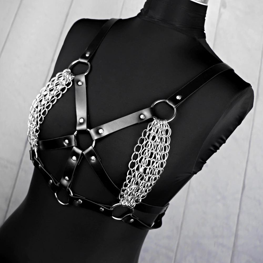 Sexy Women PU Leather Bra Harness / Body Bondage Garter Belt / Underwear Bust Suspenders - EVE's SECRETS