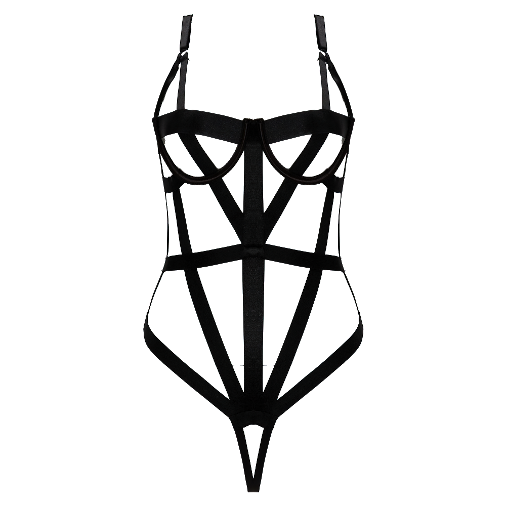 Sexy Women Strappy Body Harness / Nylon Black Bodysuit Straps in Alternative Style - EVE's SECRETS