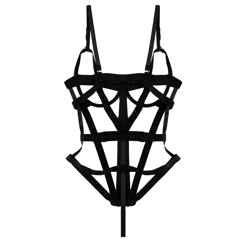 Sexy Women Strappy Body Harness / Nylon Black Bodysuit Straps in Alternative Style - EVE's SECRETS