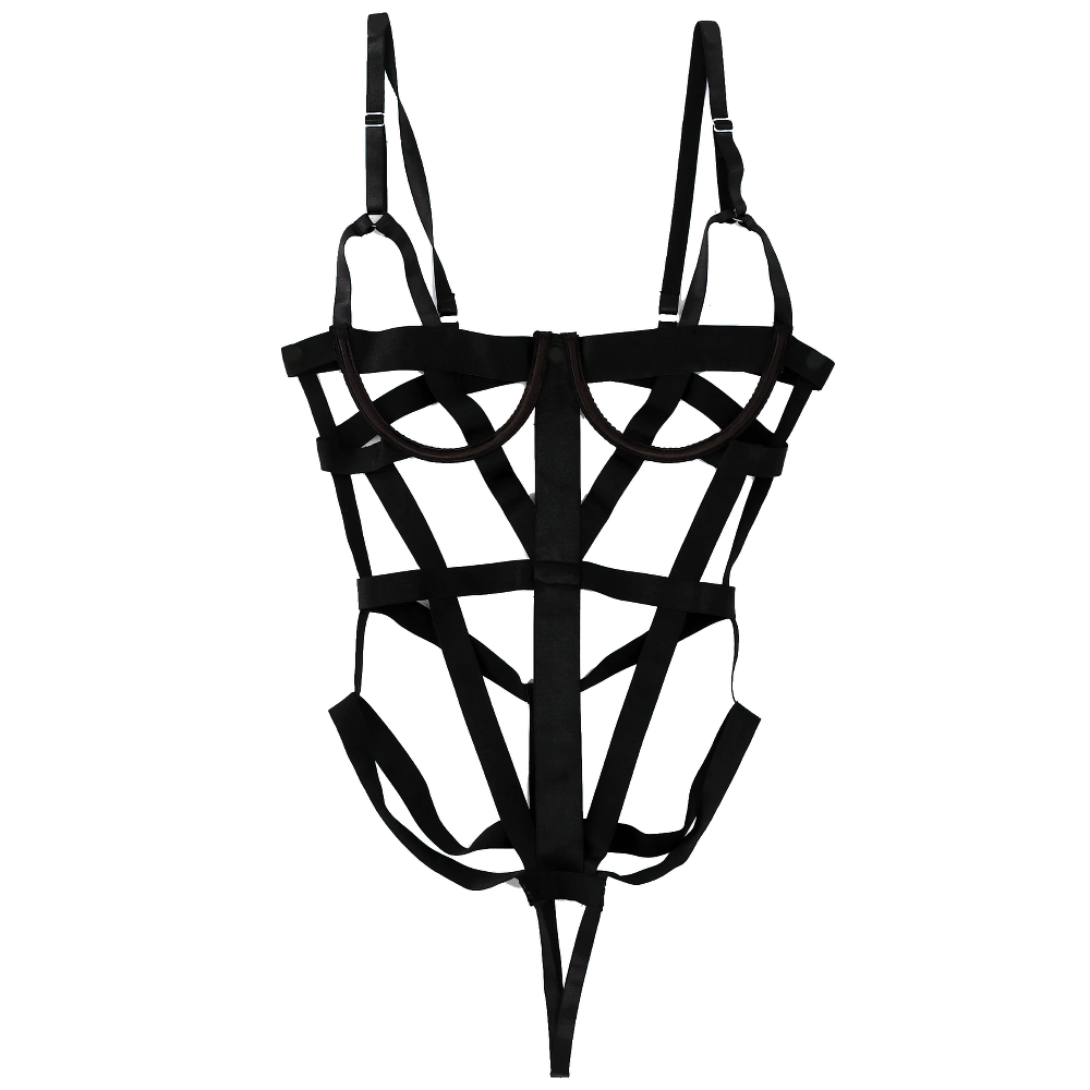 Sexy Women Strappy Body Harness / Nylon Black Bodysuit Straps in Alternative Style - EVE's SECRETS