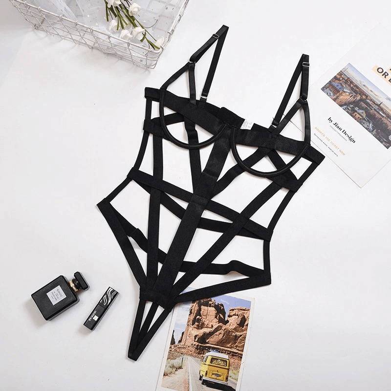 Sexy Women's Strappy Body Harness / Nylon Bodysuit in Alternative Style - EVE's SECRETS