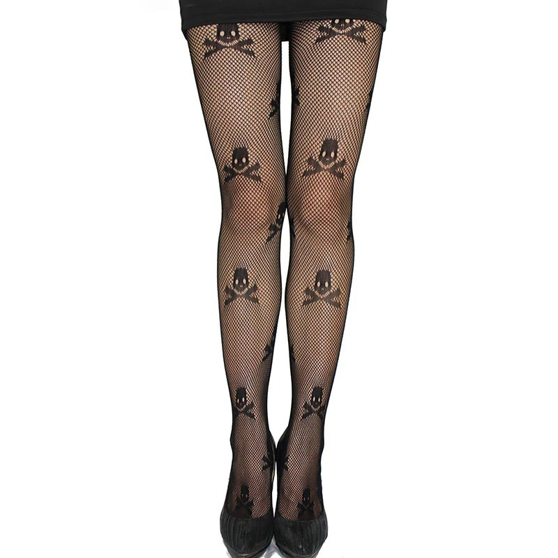 Sexy Women Stretch Pantyhose / Mesh Stockings with Skull Print / Women Accessories - EVE's SECRETS