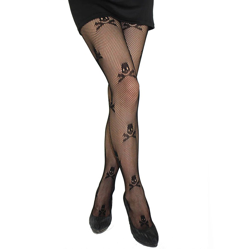 Sexy Women Stretch Pantyhose / Mesh Stockings with Skull Print / Women Accessories - EVE's SECRETS