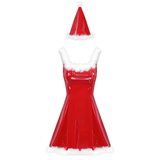 Sexy Women's 2 PC Christmas Costume / Erotic Backless Short Dress / Wet Look Sex Game Clothing - EVE's SECRETS