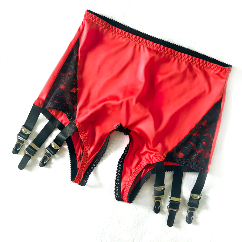 Sexy Women's Black Crotchless Garter Belt / Lace Suspender Belts Stockings Panty - EVE's SECRETS