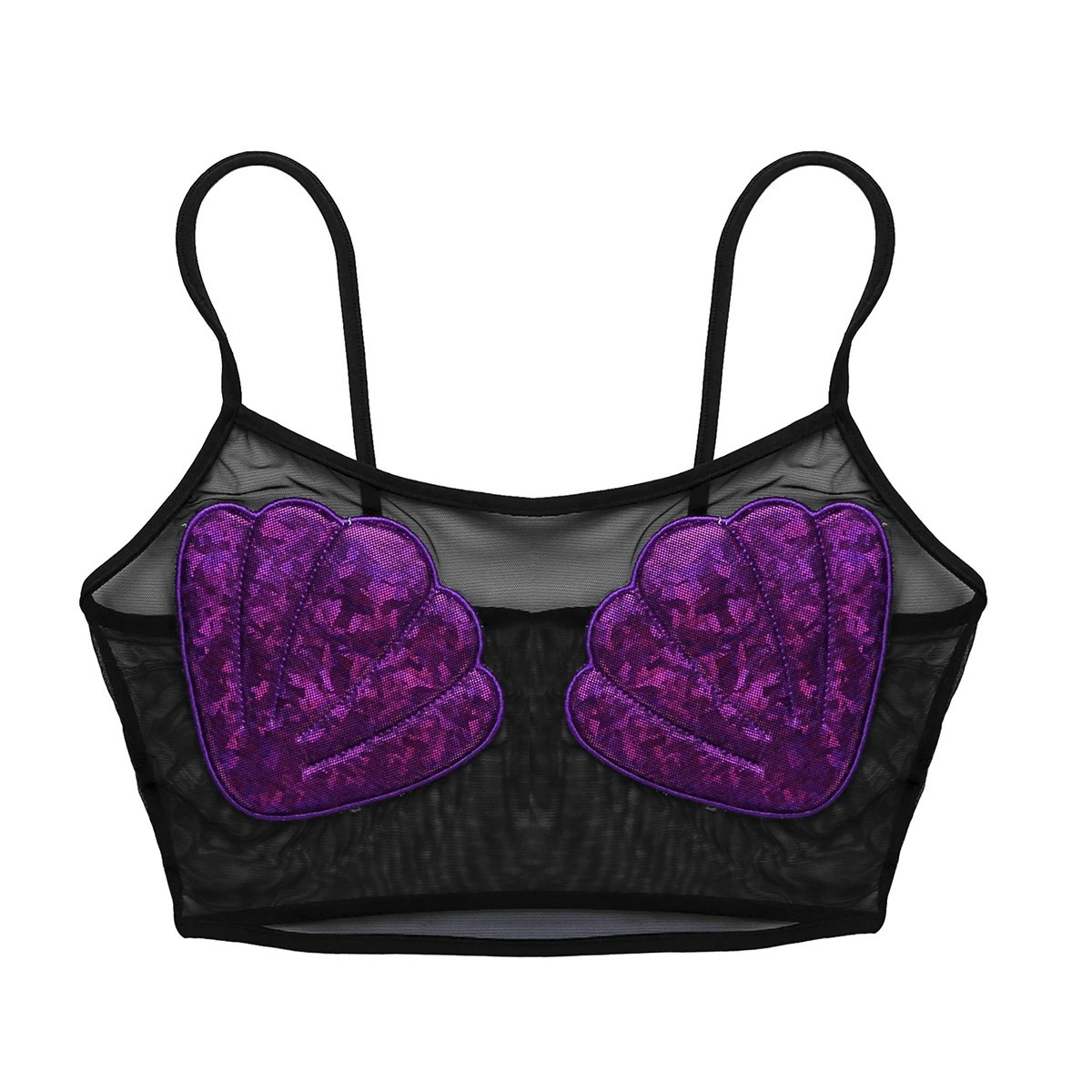 Sexy Women's Crop Top with Shiny Shell / Transparent Mesh Top for Ladies - EVE's SECRETS