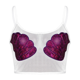Sexy Women's Crop Top with Shiny Shell / Transparent Mesh Top for Ladies - EVE's SECRETS