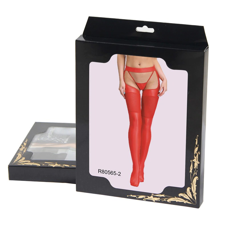 Sexy Women's Faux Leather Solid Color Stockings with G-string / Erotic Lace Pantyhose Crotchless - EVE's SECRETS
