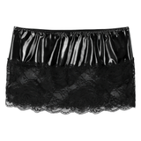 Sexy Women's Floral Pattern Mini Skirt / Black PU Leather Female Clothing With Lace - EVE's SECRETS