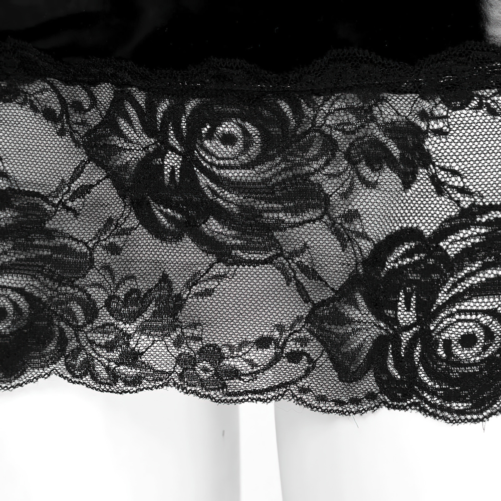 Sexy Women's Floral Pattern Mini Skirt / Black PU Leather Female Clothing With Lace - EVE's SECRETS