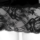 Sexy Women's Floral Pattern Mini Skirt / Black PU Leather Female Clothing With Lace - EVE's SECRETS