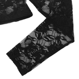 Sexy Women's Lace Crop Top With Floral Pattern / Erotic Women's Transparent Long-Sleeve Clothing - EVE's SECRETS