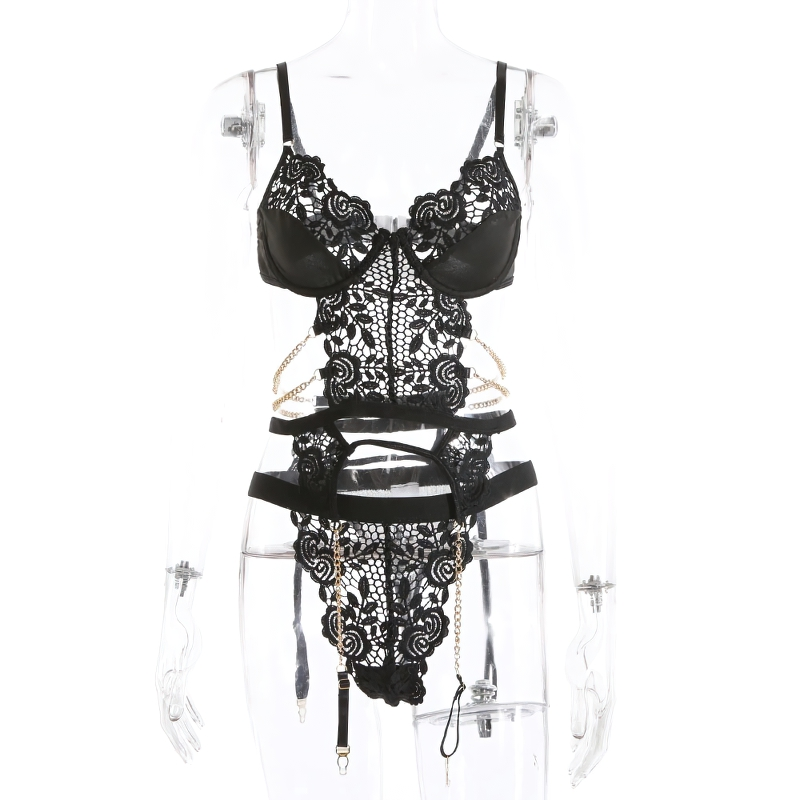 Sexy Women's Lace See Through Set of Bra and Panties / Luxury Black Ladies Underwear - EVE's SECRETS