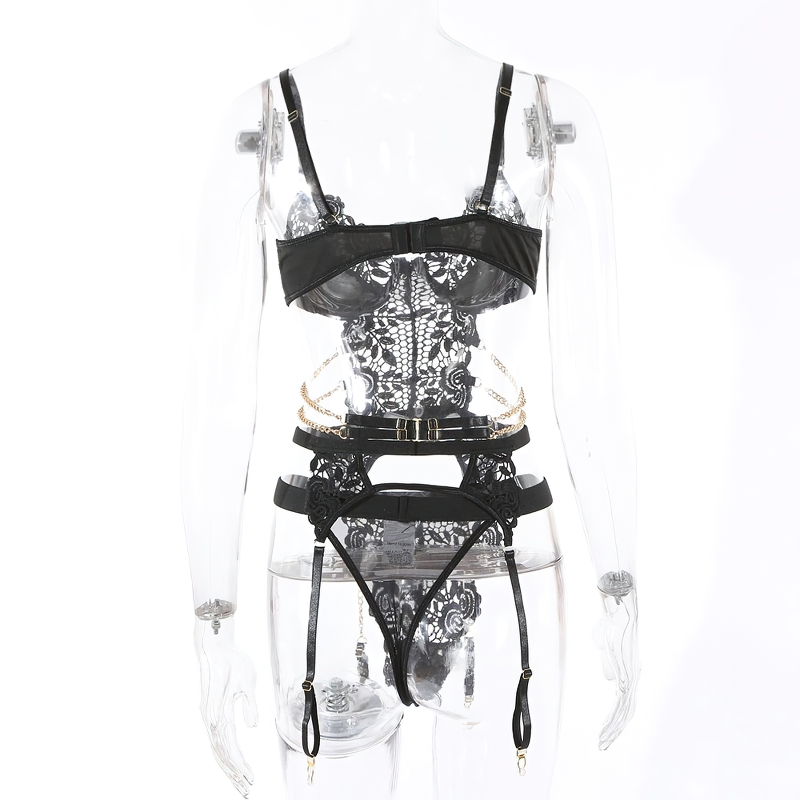 Sexy Women's Lace See Through Set of Bra and Panties / Luxury Black Ladies Underwear - EVE's SECRETS