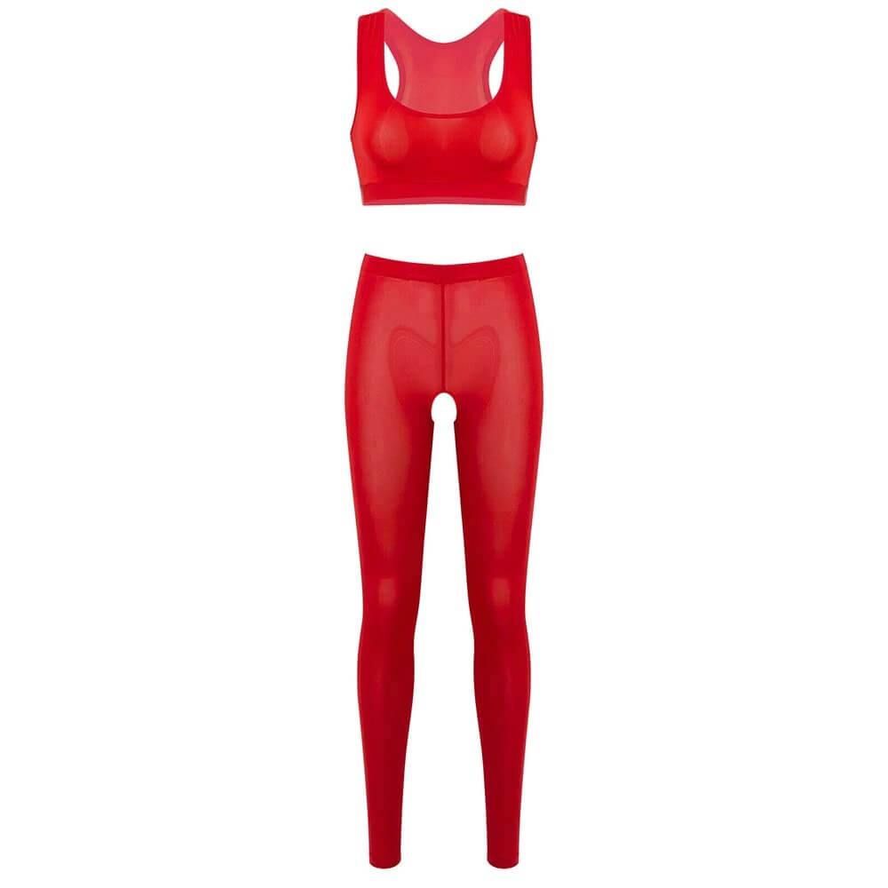 Sexy Women's leggings With Access / Erotic Deep Neck Camis / Female Role-Playing 2PC Set - EVE's SECRETS