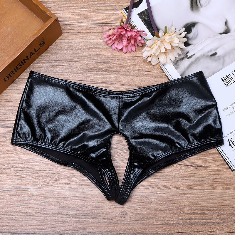 Sexy Women's Lingerie Nightclub Panties / Faux Leather Wetlook Sissy Underwear - EVE's SECRETS