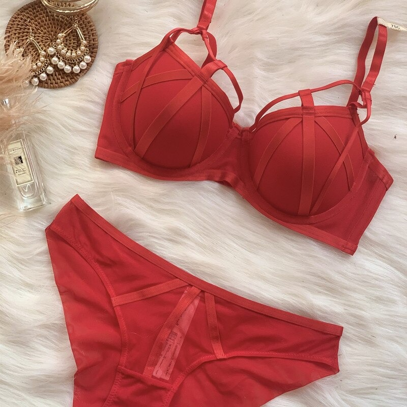 Sexy Women's Push-Up Bra Set / Lace Panties with Hollow Brassiere / Erotic Lingerie - EVE's SECRETS