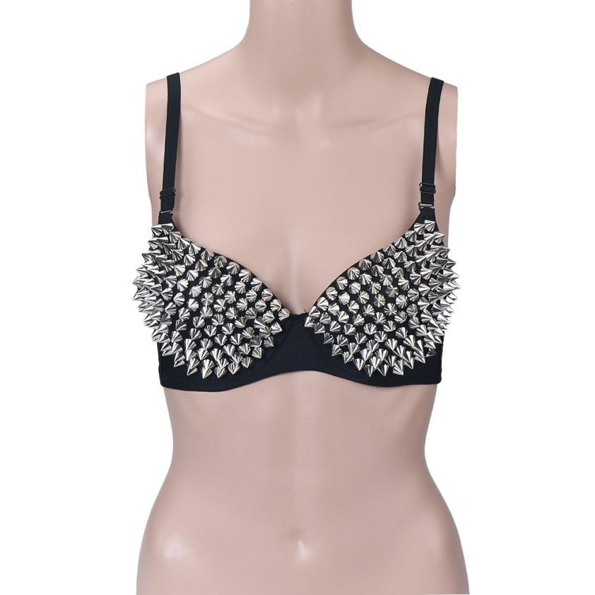 Sexy Women's Rhinestone Cover Bra with Spikes / Alternative Style Clothing - EVE's SECRETS