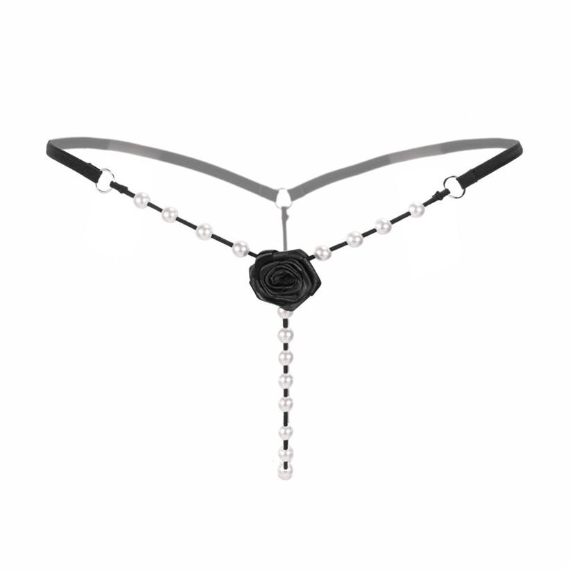 Sexy Women's Open Crotch Underwear / Attractive Open Beading Flower G-String Thong - EVE's SECRETS