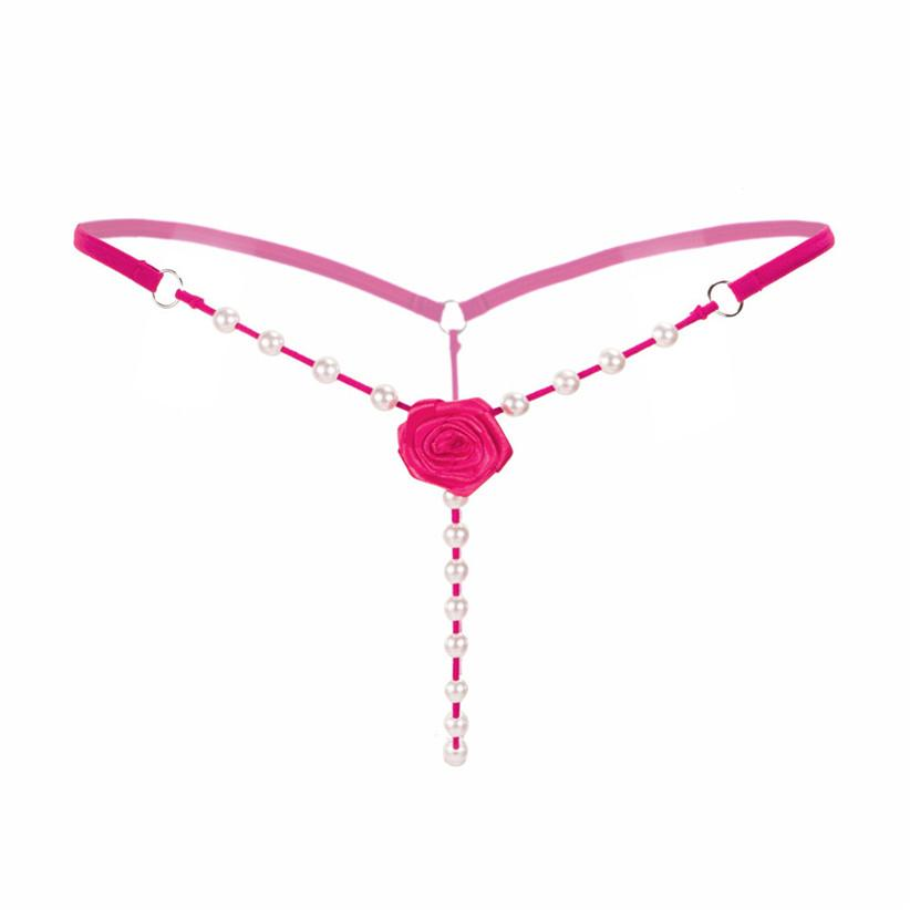 Sexy Women's Open Crotch Underwear / Attractive Open Beading Flower G-String Thong - EVE's SECRETS