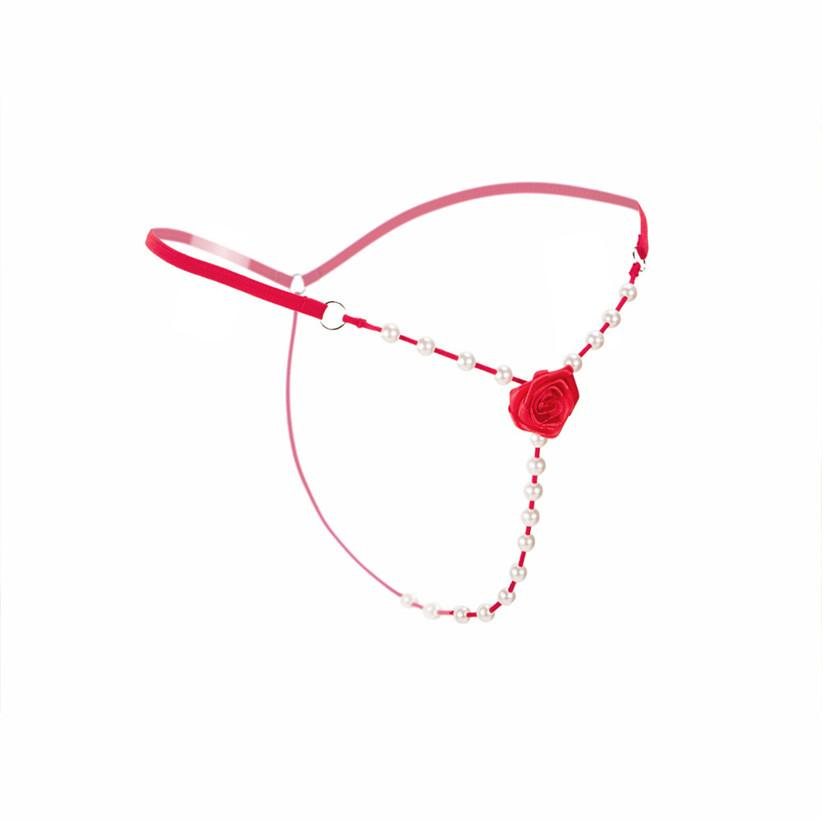 Sexy Women's Open Crotch Underwear / Attractive Open Beading Flower G-String Thong - EVE's SECRETS